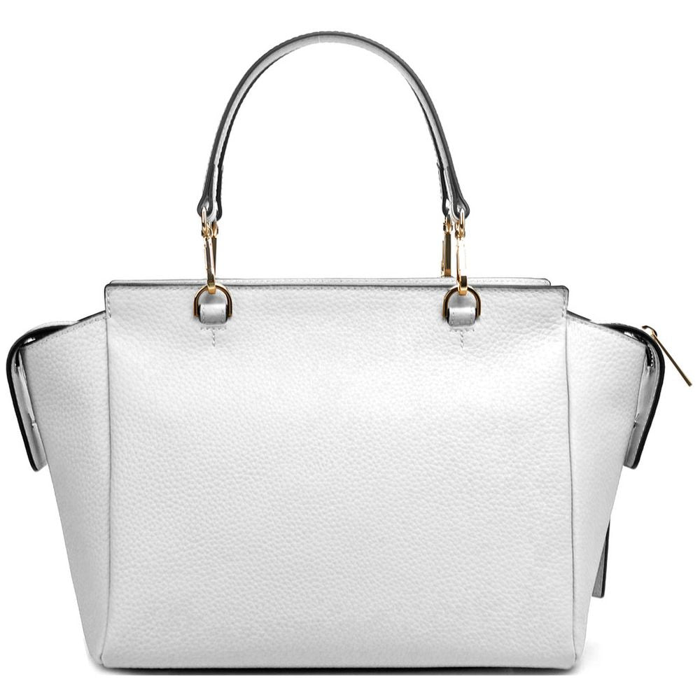 Baldinini Trend Elegante bolso de mano de piel de becerro texturizada blanca