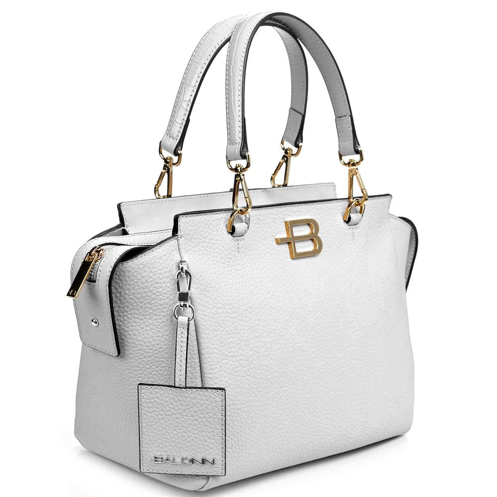 Baldinini Trend Elegante bolso de mano de piel de becerro texturizada blanca