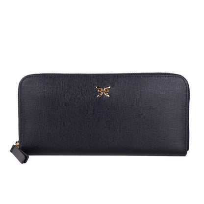 Cartera Ungaro elegante de piel negra con cremallera