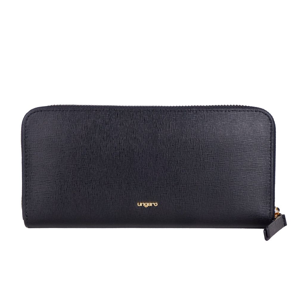 Cartera Ungaro elegante de piel negra con cremallera