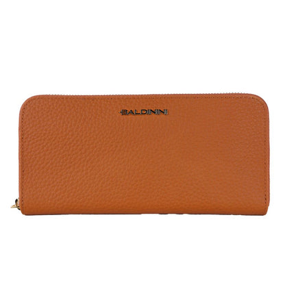 Baldinini Trend Elegante Cartera De Piel Naranja Con Cremallera