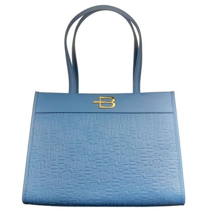 Bolso shopper Baldinini Trend Chic de piel de becerro azul claro