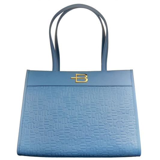 Bolso shopper Baldinini Trend Chic de piel de becerro azul claro