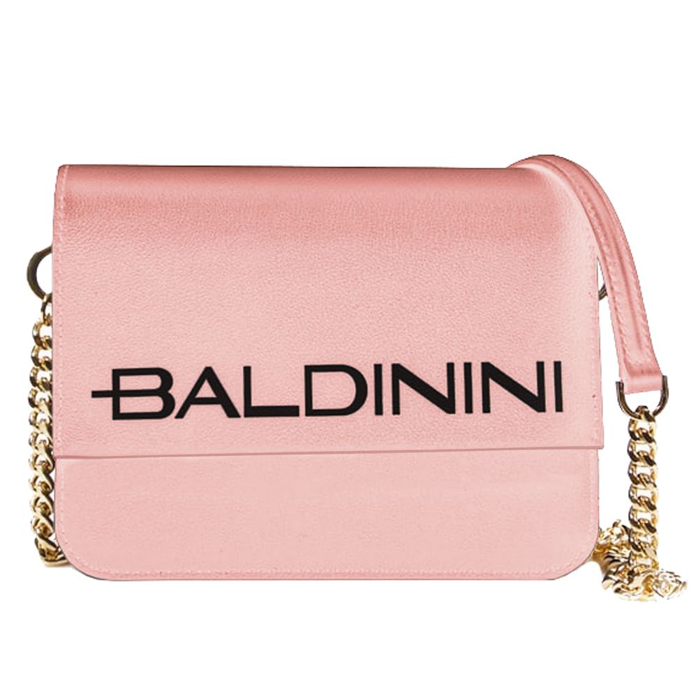 Baldinini Trend Élégant sac à main en cuir de veau rose avec bandoulière en chaîne