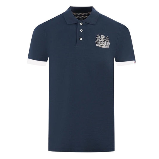 Polo élégant en coton Aquascutum avec emblème logo contrasté