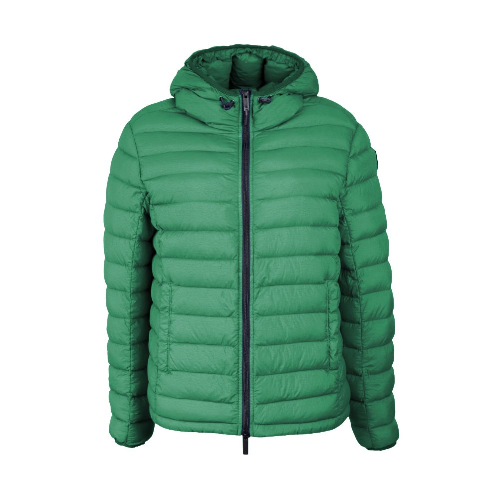 Centogrammi Chic Hooded Down Nylon Jacket in Lush Green