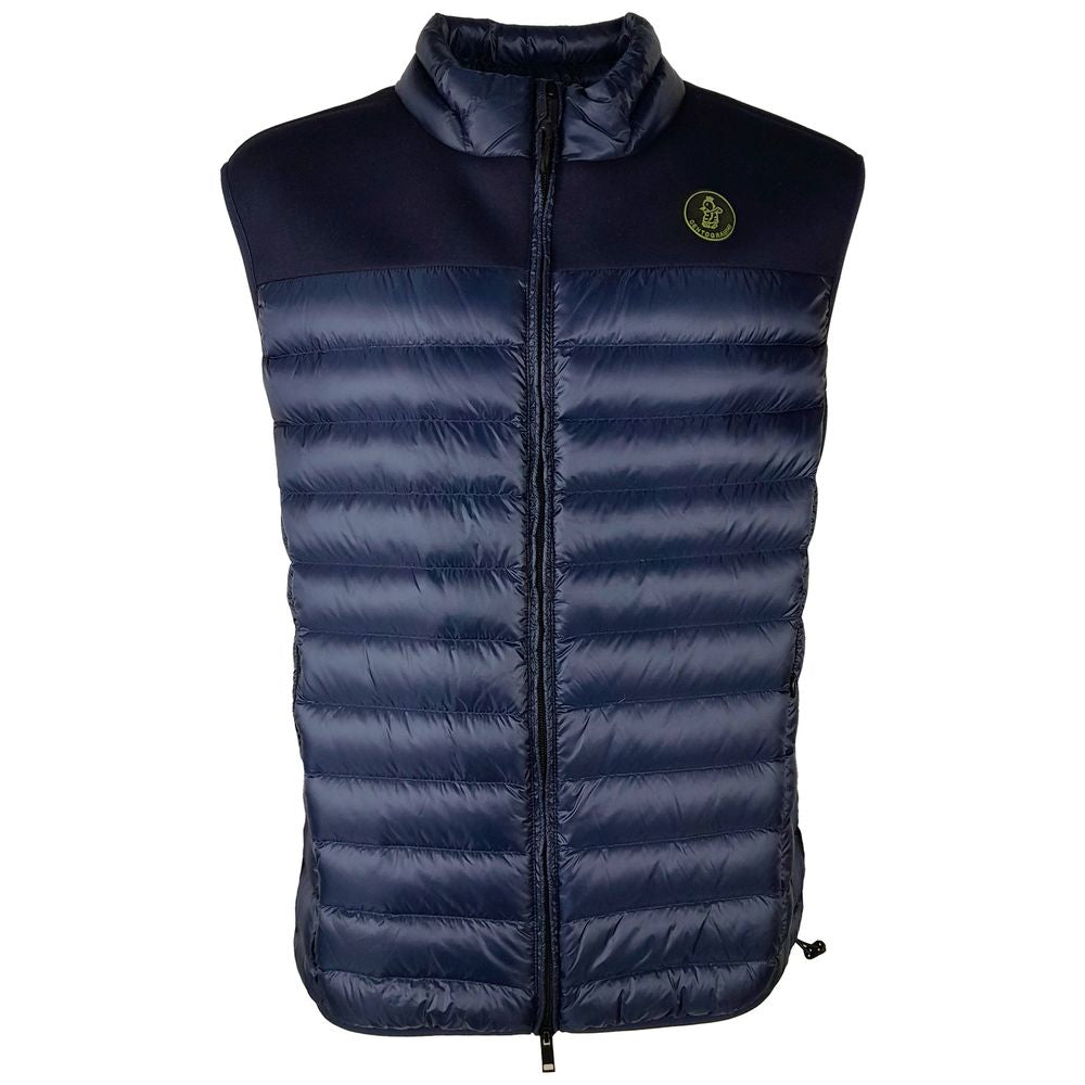 Gilet matelassé en nylon bleu foncé élégant Centogrammi