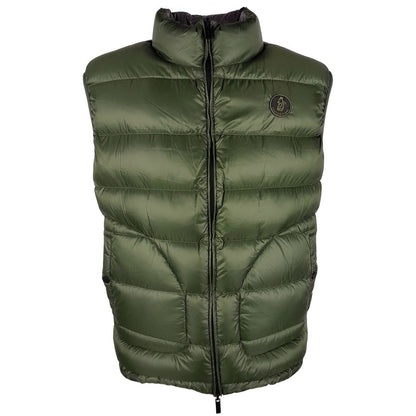 Gilet réversible en duvet de canard vert et gris Centogrammi Chic