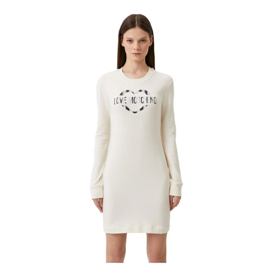 Love Moschino Chic - Robe blanche en coton mélangé avec logo