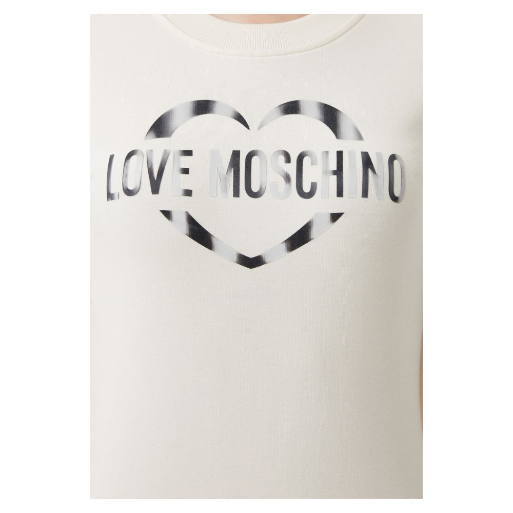 Love Moschino Chic - Robe blanche en coton mélangé avec logo