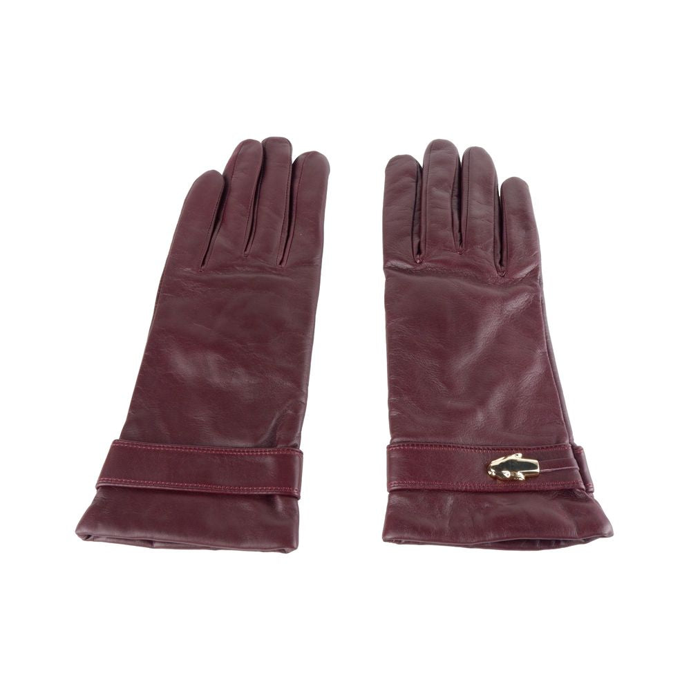 Cavalli Class Elegantes Guantes De Piel De Cordero Rojo