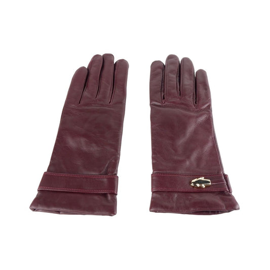 Gants élégants en cuir d'agneau Cavalli Class en rouge