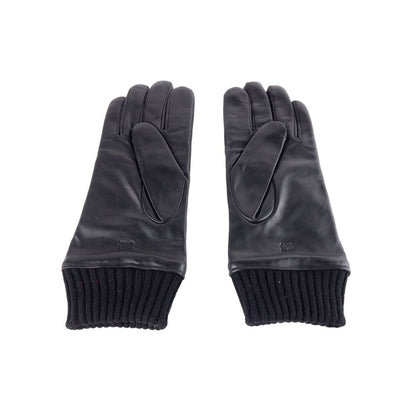 Cavalli Class Elegantes Guantes de Cuero Negro para Hombre