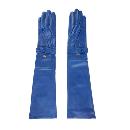 Gants en cuir bleu élégants Cavalli Class