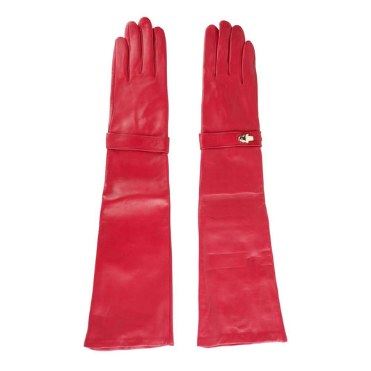 Cavalli Class Elegantes Guantes De Piel De Cordero Rojo