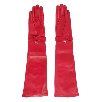 Cavalli Class Elegantes Guantes De Piel De Cordero Rojo