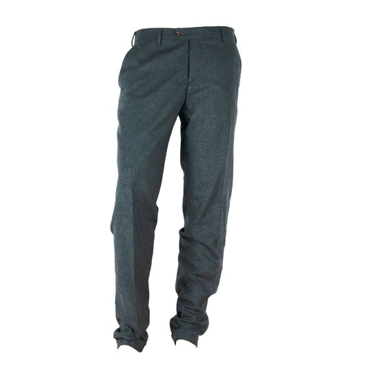 Made in Italy Elegante pantalón gris de invierno en mezcla de algodón