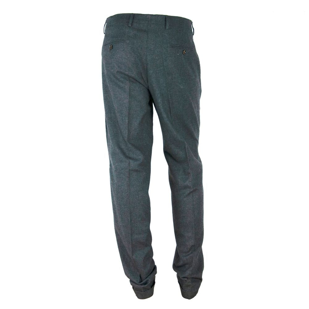 Made in Italy Elegante pantalón gris de invierno en mezcla de algodón