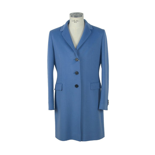 Manteau élégant bleu clair en laine vierge Made in Italy