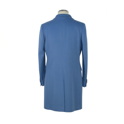 Manteau élégant bleu clair en laine vierge Made in Italy