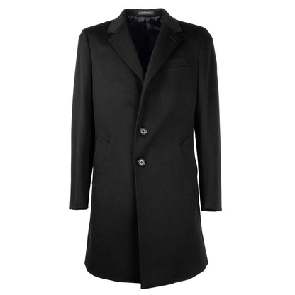 Manteau élégant en laine vierge noire Made in Italy pour homme