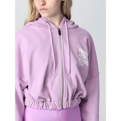 Pharmacy Industry Plush Purple Cotton Hoodie with Zip Closure