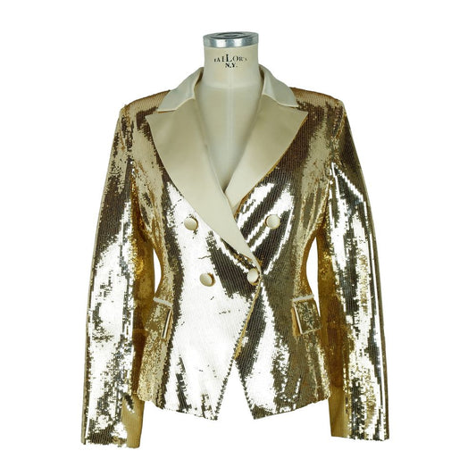 Elisabetta Franchi Chic Veste Jaune À Double Boutonnage À Paillettes