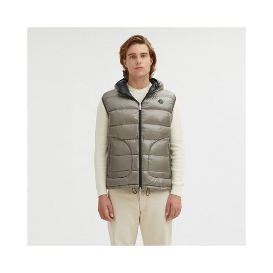 Gilet à capuche réversible en duvet d'oie Centogrammi en gris