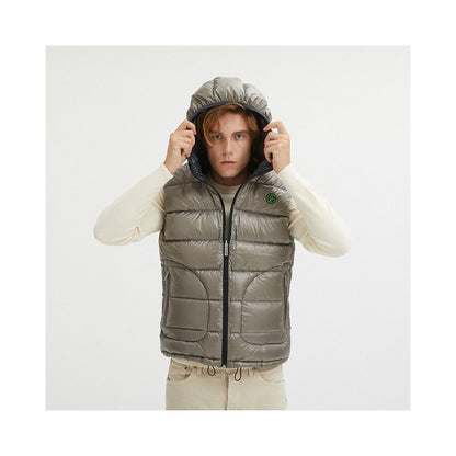 Gilet à capuche réversible en duvet d'oie Centogrammi en gris