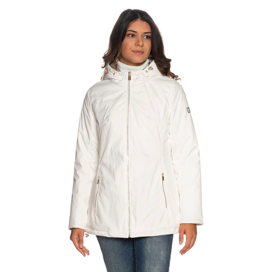 Yes Zee Chic White Hooded Down Jacket for Women