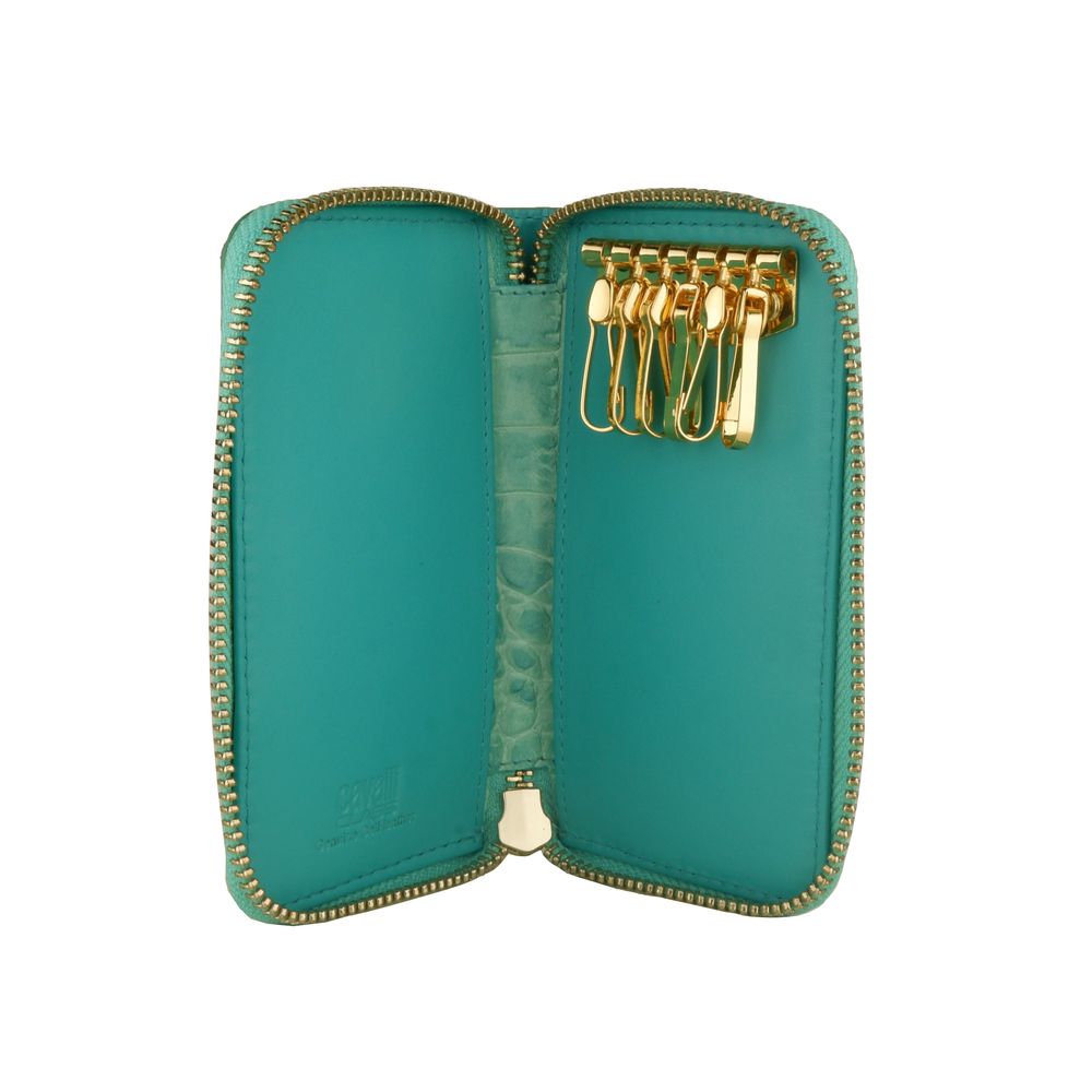 Porte-clés en cuir turquoise Cavalli Class Chic