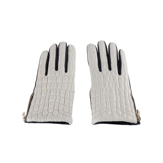 Cavalli Class Elegantes guantes de piel de cordero en color gris chic