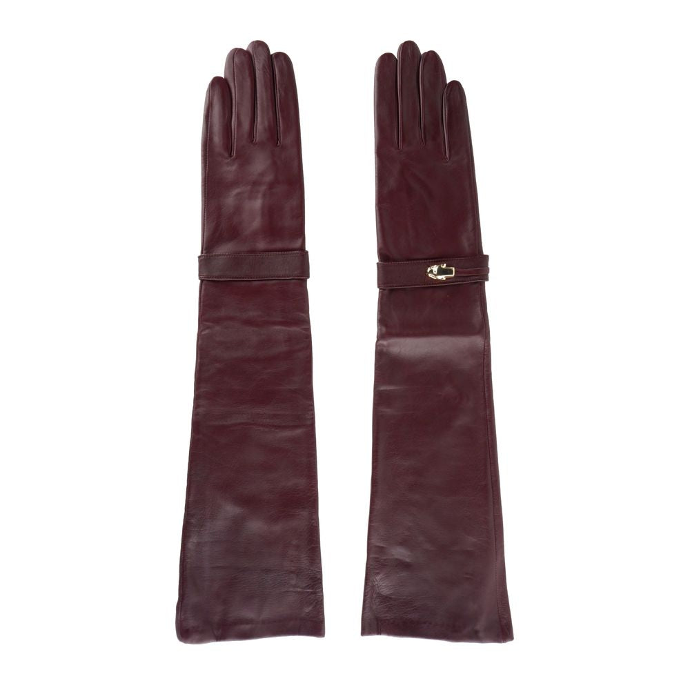 Cavalli Class Chic Guantes de piel de cordero rojo