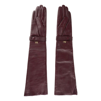 Cavalli Class Chic Guantes de piel de cordero rojo