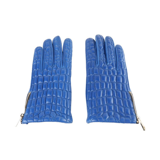 Gants élégants en cuir d'agneau Cavalli Class en bleu captivant