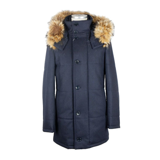 Made in Italy Elegant Blue Wool-Cashmere Padded Jacket