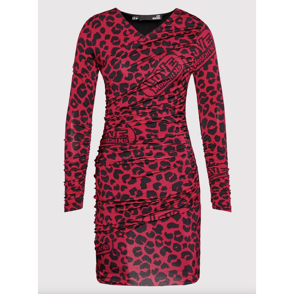 Vestido rojo con textura de leopardo elegante de Love Moschino