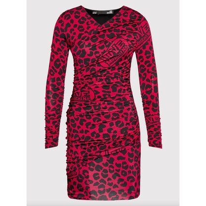 Vestido rojo con textura de leopardo elegante de Love Moschino