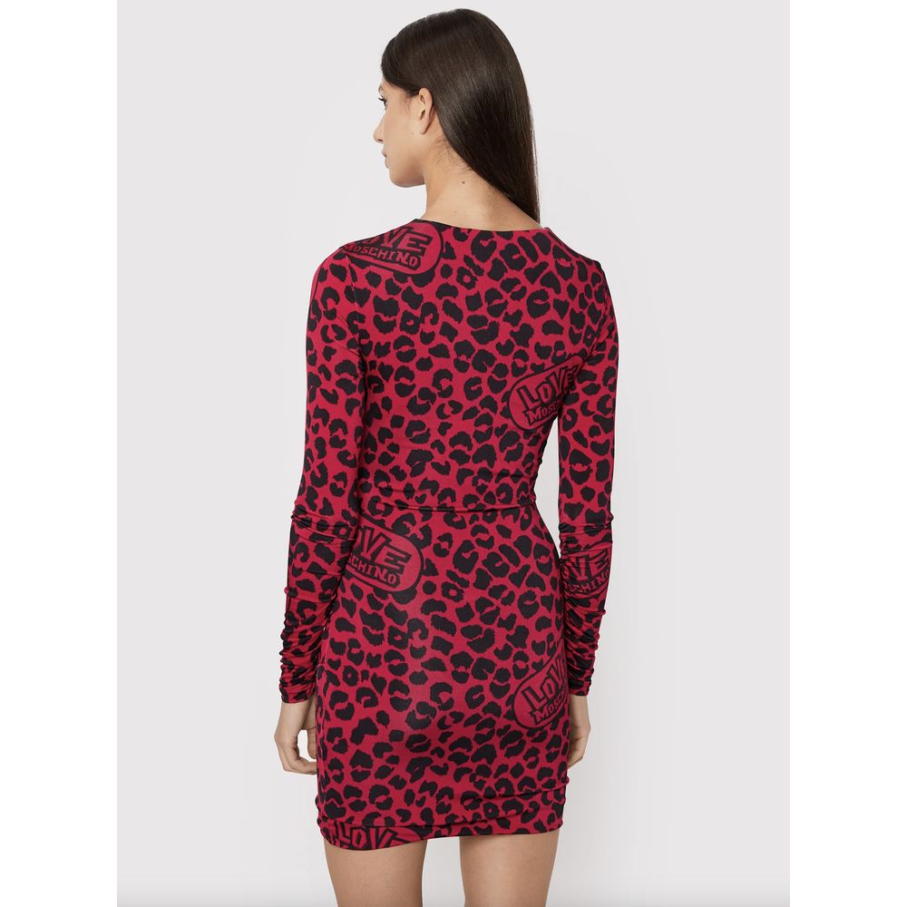 Love Moschino Chic Robe Léopard Texture Rose et Noir