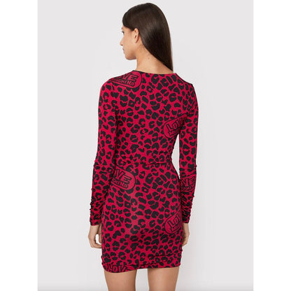 Vestido rojo con textura de leopardo elegante de Love Moschino