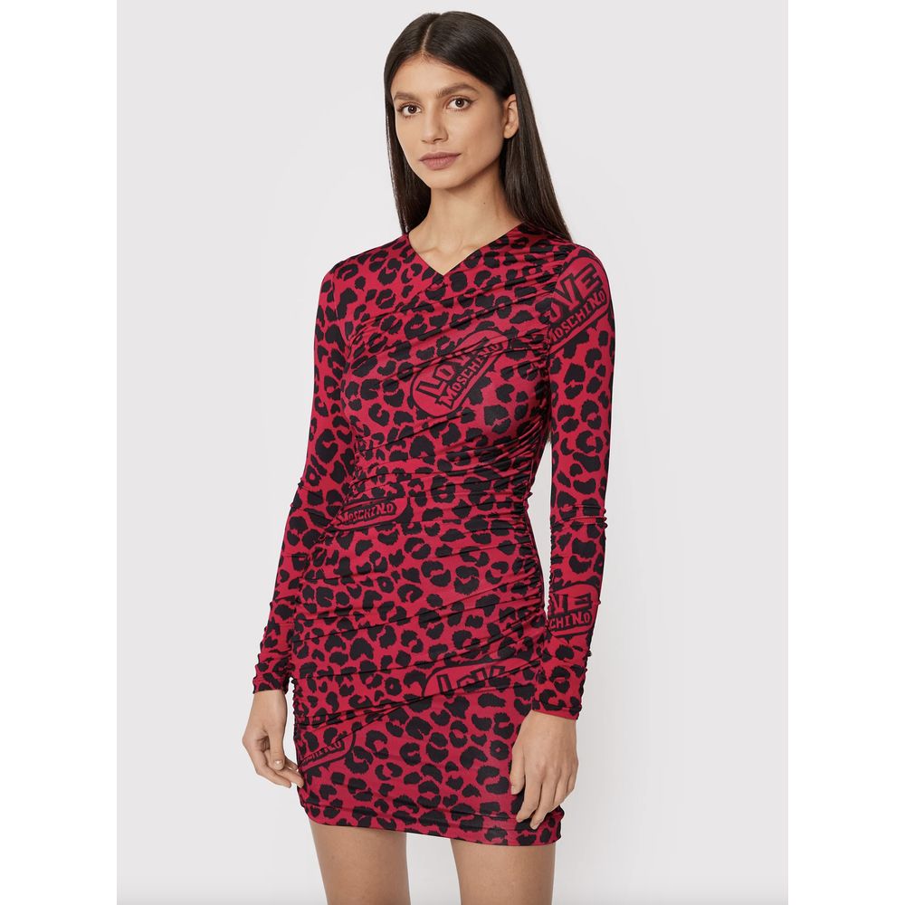 Vestido rojo con textura de leopardo elegante de Love Moschino