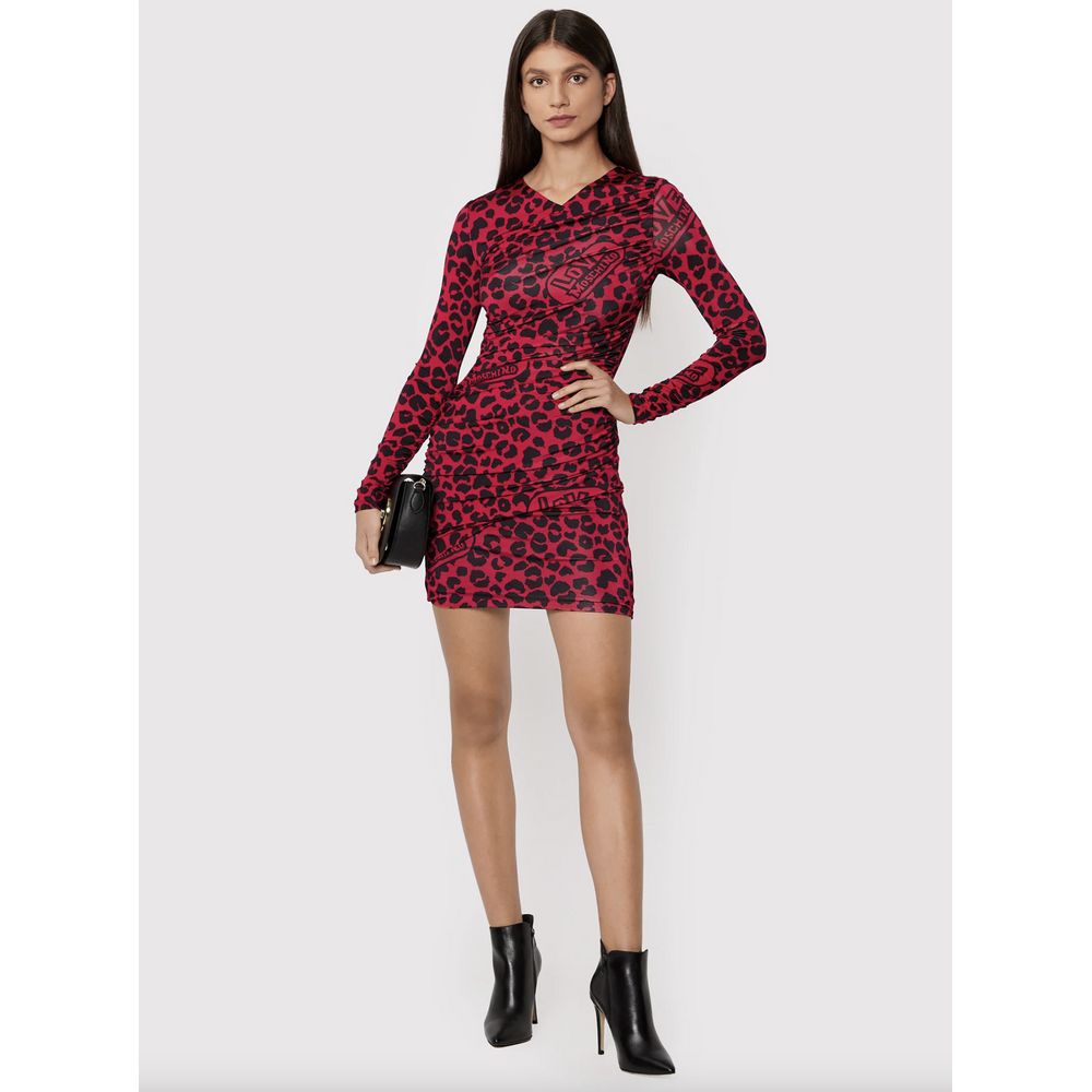 Vestido rojo con textura de leopardo elegante de Love Moschino