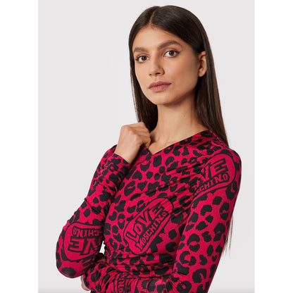 Vestido rojo con textura de leopardo elegante de Love Moschino