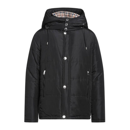 Aquascutum Veste noire élégante avec capuche amovible