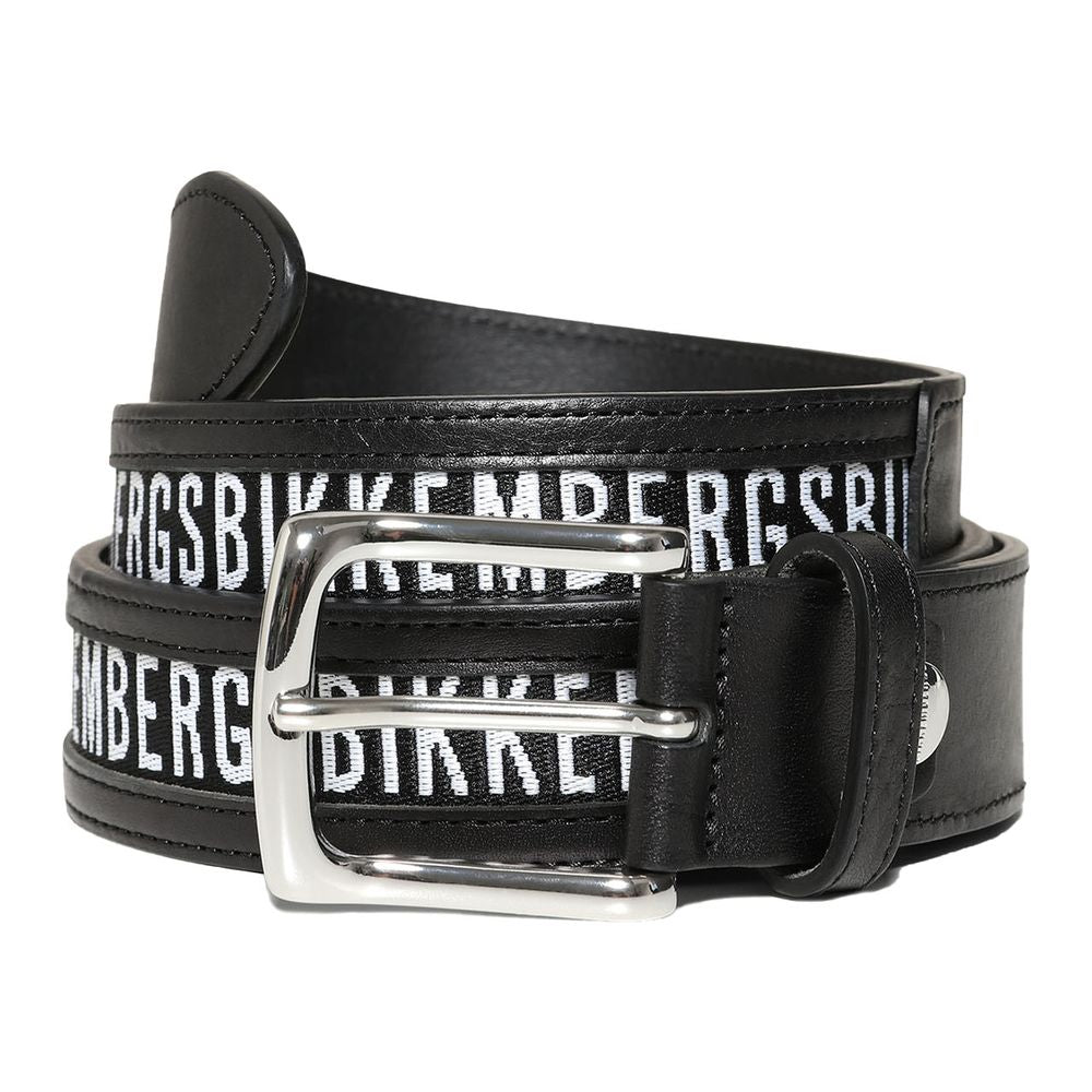 Ceinture élégante en cuir de veau noir Bikkembergs