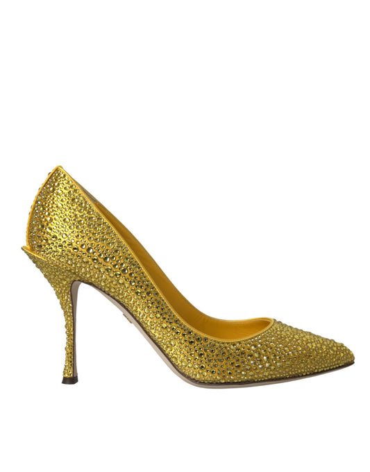 Dolce & Gabbana Yellow Strass Crystal Heels Pumps Shoes