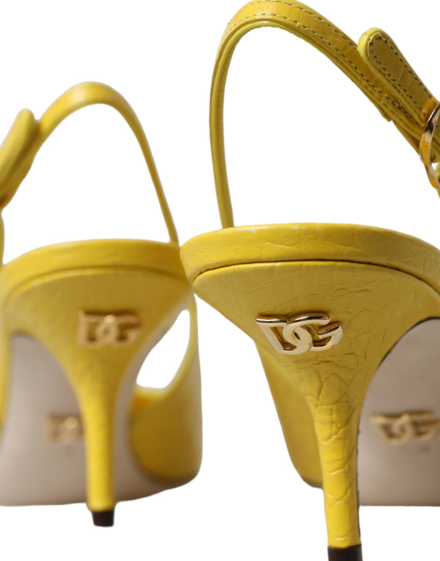 Dolce & Gabbana Yellow Leather Slingbacks Heels Shoes