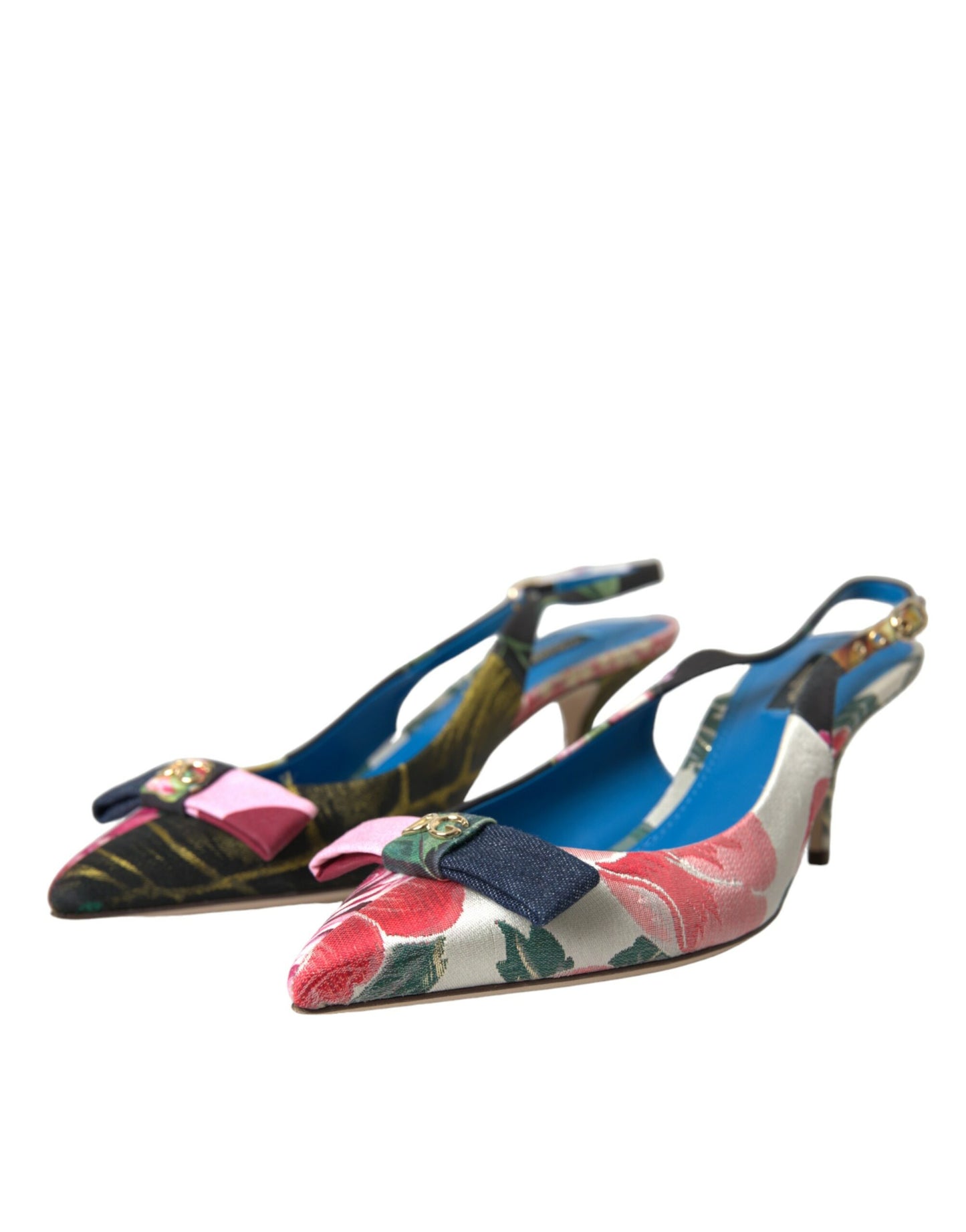 Dolce & Gabbana Multicolor Floral Patchwork Slingbacks Shoes