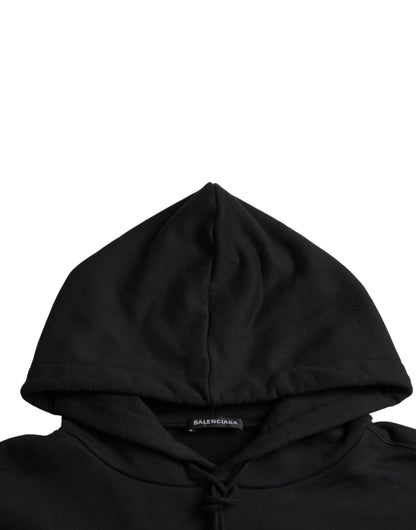 Balenciaga Black Cotton CREW Hooded Pullover Sweatshirt Sweater