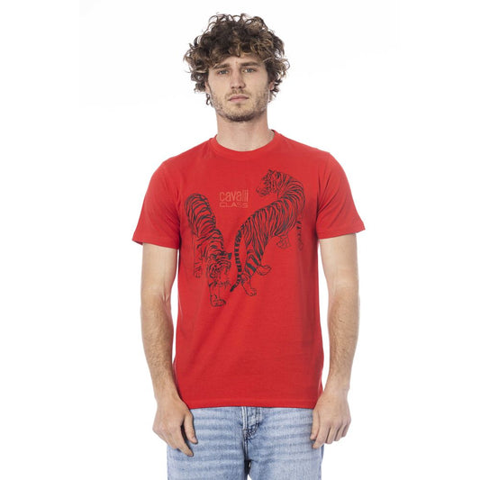 Camiseta de algodón para hombre color rojo Cavalli Class